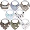 8-Pack Organic Baby Bandana Drool Bibs for Boys and Girls, Grayscape - Bibs - 1 - thumbnail