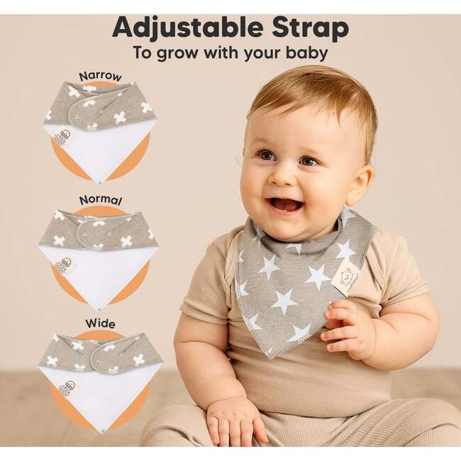 8-Pack Organic Baby Bandana Drool Bibs for Boys and Girls, Grayscape - Bibs - 3