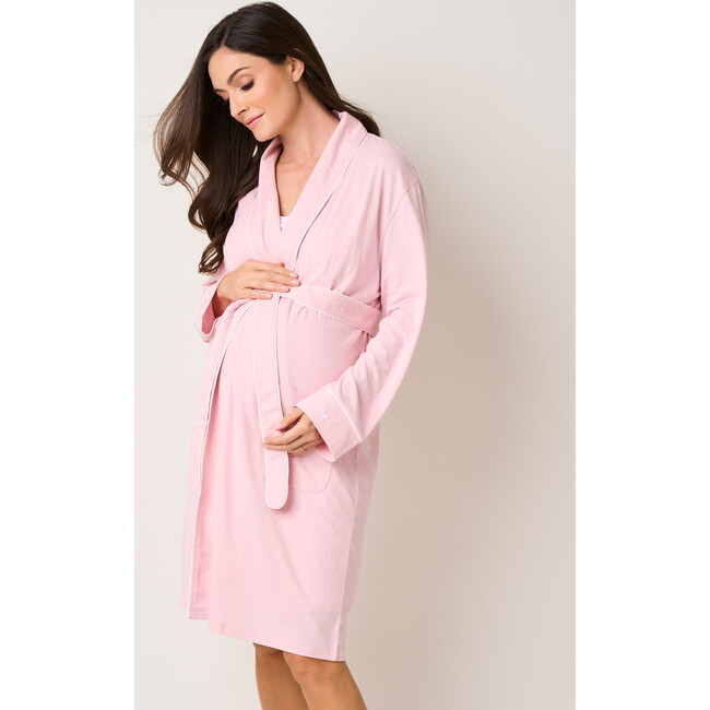 Pima Cotton Maternity Robe, Pink - Robes - 2