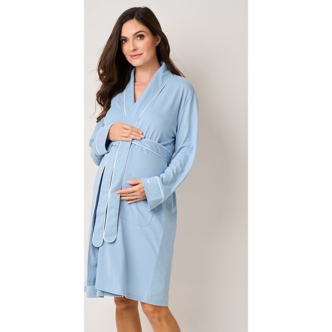 Pima Cotton Maternity Robe, Periwinkle - Robes - 2