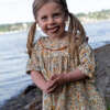 Toddler Dress with Lace Trim, Orange and Blue Floral - Dresses - 2