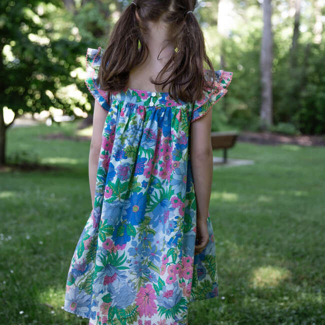 Girls Square Neck Dress, Spring Floral - Dresses - 3