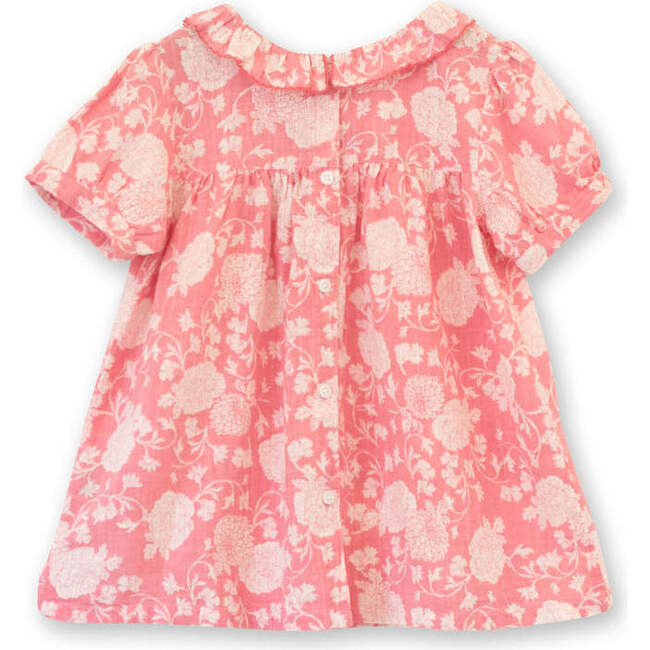 Toddler Dress with Lace Trim, Pink and White Floral - Dresses - 7