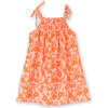 Girls Smocked Strap Dress, Ditsy Orange Floral - Dresses - 6