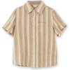 Boys Collar Shirt, Mint Green Stripe - Shirts - 1 - thumbnail