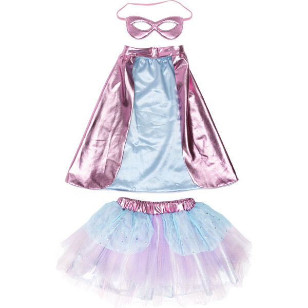 Super-Duper Tutu/Cape/Mask, Metallic Pink/Light Blue - Great Pretenders ...