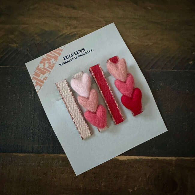 Hearts Bar Clips, Bundle Set - Hair Accessories - 4