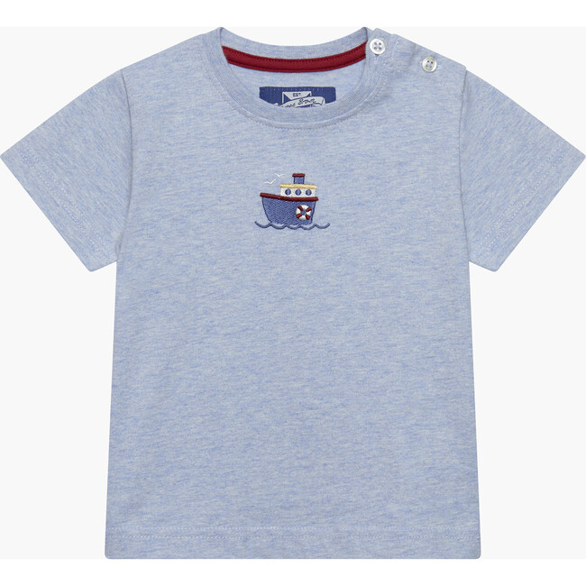 Little Tugboat T-Shirt, Pale Blue Marl
