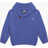 Little Freddie Shawl Collar Sweater, Sky Blue - Sweaters - 1 - thumbnail