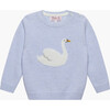 Little Darcey Swan Sweater , Blue - Sweaters - 1 - thumbnail