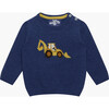 Little Digby Digger Sweater, Denim Blue Marl - Sweaters - 1 - thumbnail