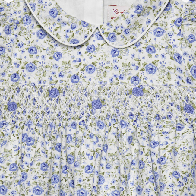 Little Catherine Rose Smocked Dress, Blue Rose - Dresses - 4