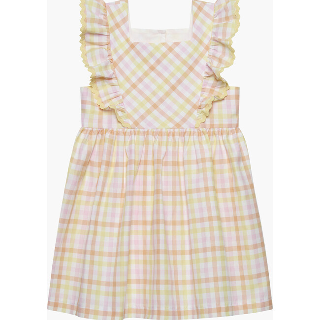 Greta Ric Rac Gingham Dress, Pink And Lemon Check