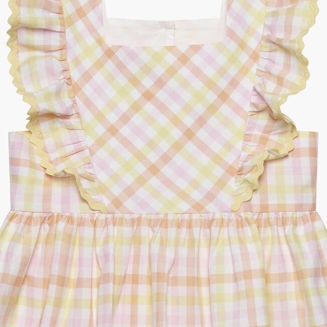 Greta Ric Rac Gingham Dress, Pink And Lemon Check - Dresses - 3