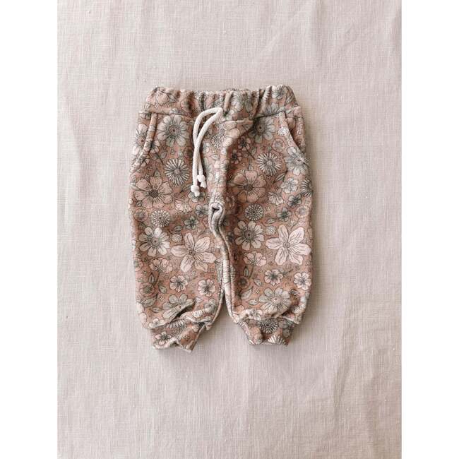 Terry Sweater + Sweatpants Set with Beanie, Bold Floral/Caramel - Mixed Apparel Set - 2