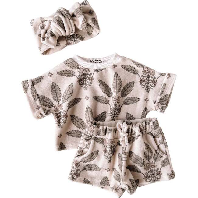 Terry Short + Top Set with Headband, Girly Palms