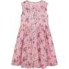 Mary Floral Print Girls Dress, Pink - Dresses - 1 - thumbnail