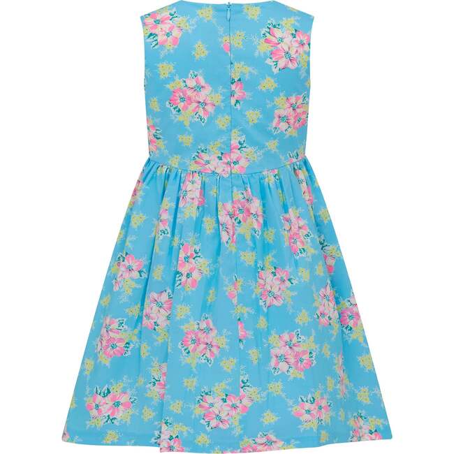 Taylor Floral Print Girls Party Dress, Blue & Pink - Dresses - 2