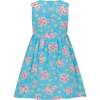 Taylor Floral Print Girls Party Dress, Blue & Pink - Dresses - 2