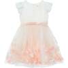 Rose Petal Floral Embellished Flower Girl & Occasion Dress, Pink & White - Dresses - 1 - thumbnail