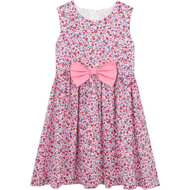 Isobel Love Heart Floral Print Girls Party Dress, Pink