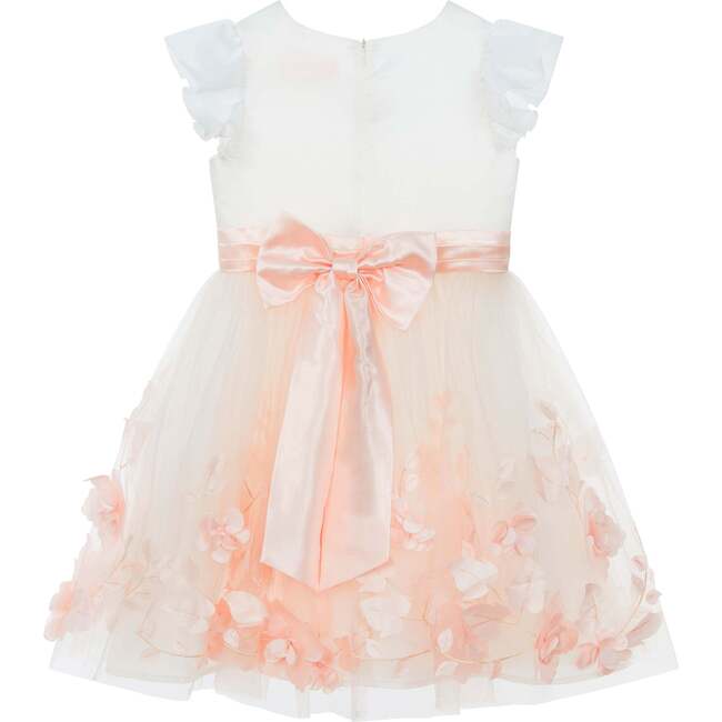 Rose Petal Floral Embellished Flower Girl & Occasion Dress, Pink & White - Dresses - 2