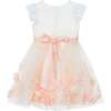 Rose Petal Floral Embellished Flower Girl & Occasion Dress, Pink & White - Dresses - 2