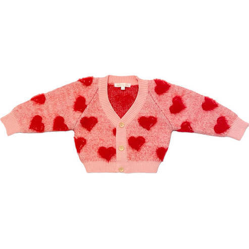 Heart to Heart Cozy Valentine's Day Cardigan, Pink