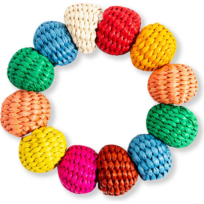 Rainbow Circles Raffia Napkin Ring