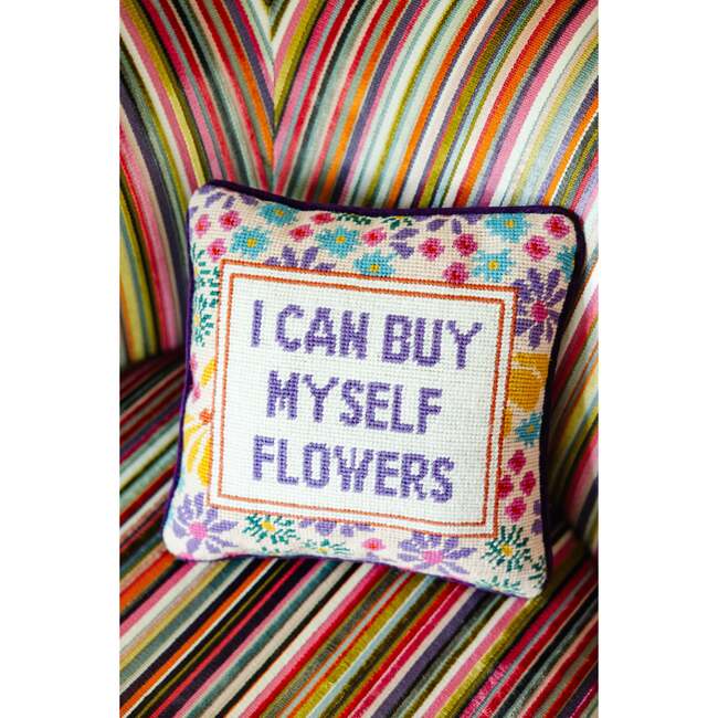 Flowers Needlepoint Pillow - Decorative Pillows - 3