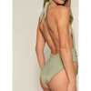 Women's Rib Tropez Tie-Up One-Piece Swimsuit, Sage Green - One Pieces - 3