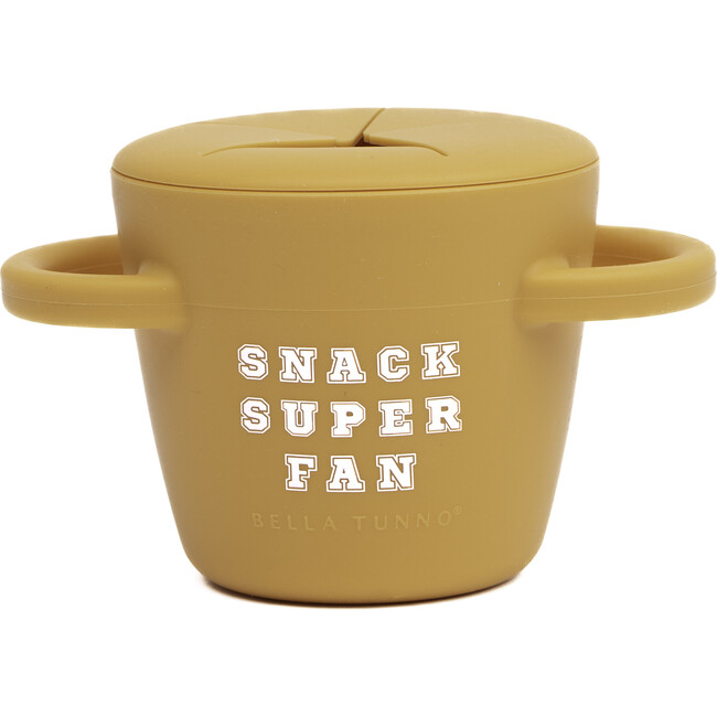 Snack Super Fan Happy Silicon Snacker Cup With Lid, Orange