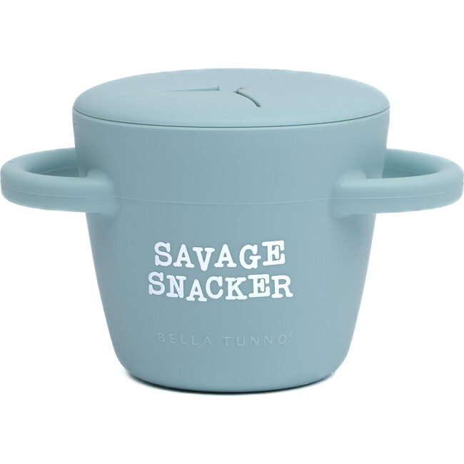 Savage Snacker Happy Silicon Snacker Cup With Lid, Blue