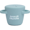 Savage Snacker Happy Silicon Snacker Cup With Lid, Blue - Food Storage - 1 - thumbnail