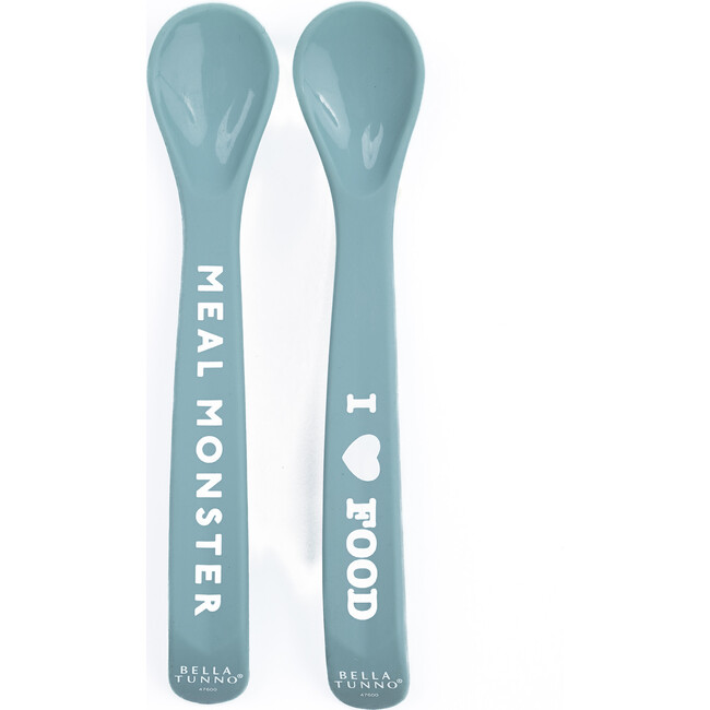 Meal Monster & I love Food Silicon Spoon Set, Aqua (Set Of 2)
