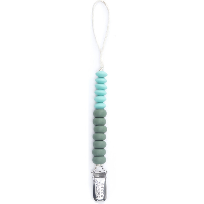Moss Duo Beaded Silicon Pacifier Clip, Green & Blue