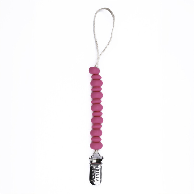 Punch Beaded Silicon Pacifier Clip, Hot Pink