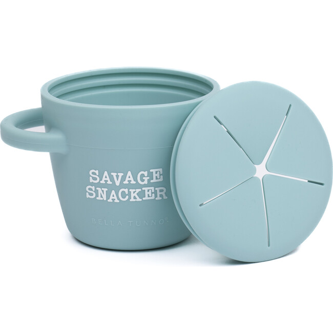 Savage Snacker Happy Silicon Snacker Cup With Lid, Blue - Food Storage - 2