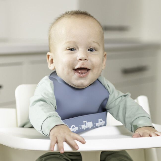 Traffic Jam Little Bites Narrow Bib, Blue - Bibs - 2