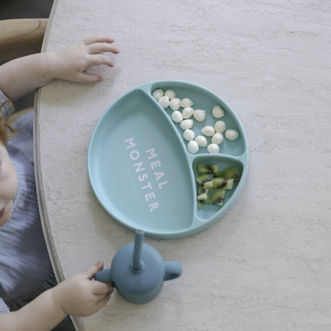Meal Monster 3-Section Wonder Silicon Suction Plate, Aqua - Food Storage - 3