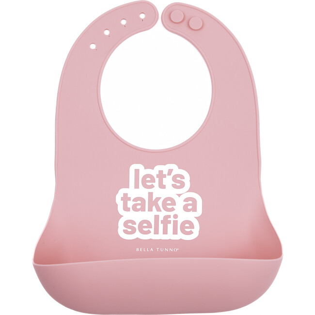 Lets Take a Selfie Wonder Adjustable Silicon Bib, Baby Pink