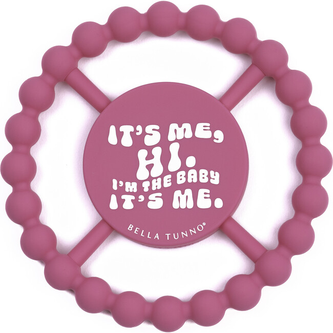 It's Me Hi Beaded Round Grip Silicon Teether, Brilliant Rose