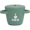 I love SNX Happy Silicon Snacker Cup With Lid, Green - Food Storage - 1 - thumbnail