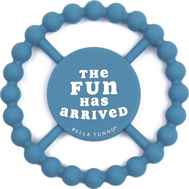 Fun Has Arrived Beaded Round Grip Silicon Teether, Blue