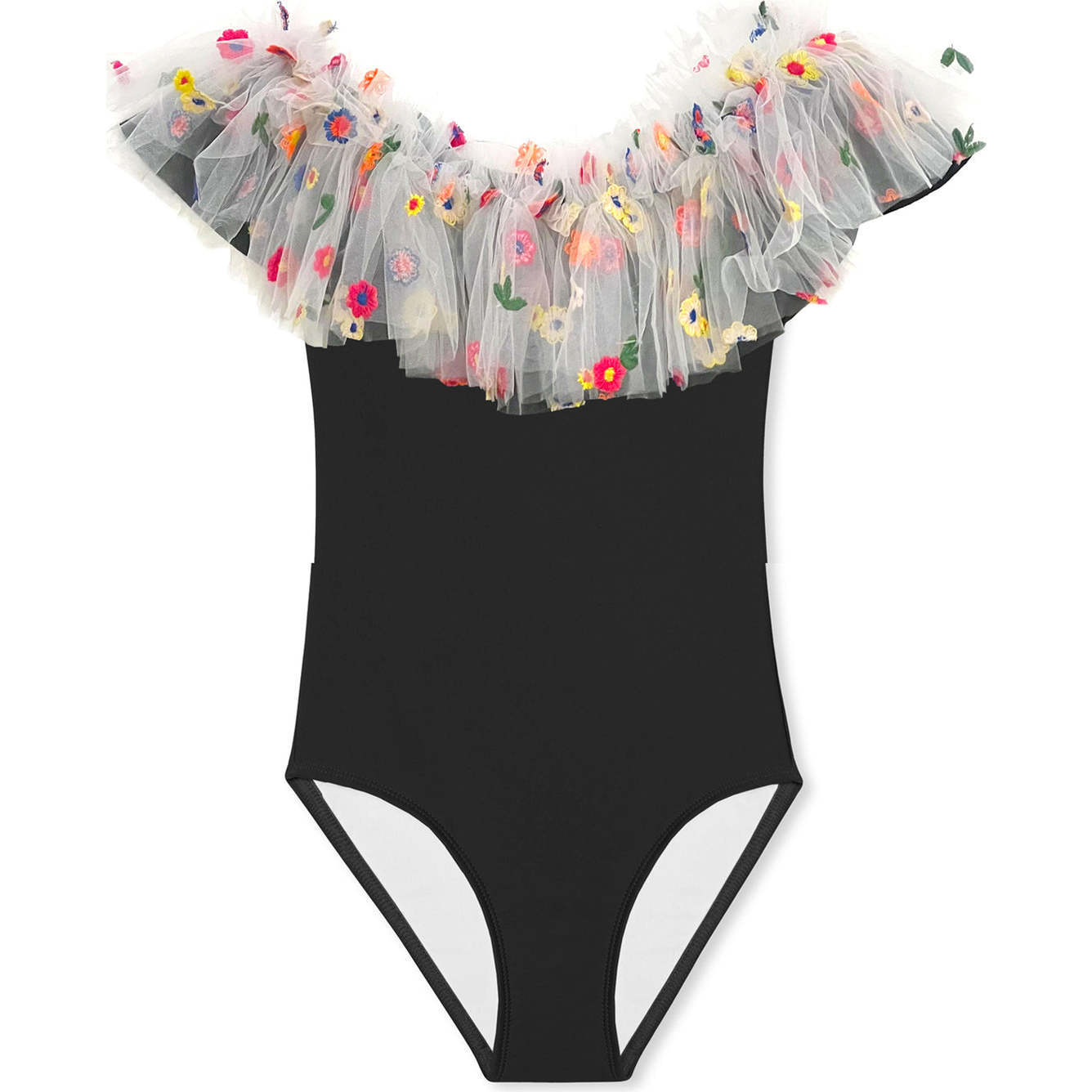 One Piece Swimsuit, Floral Tulle - One Pieces - 1