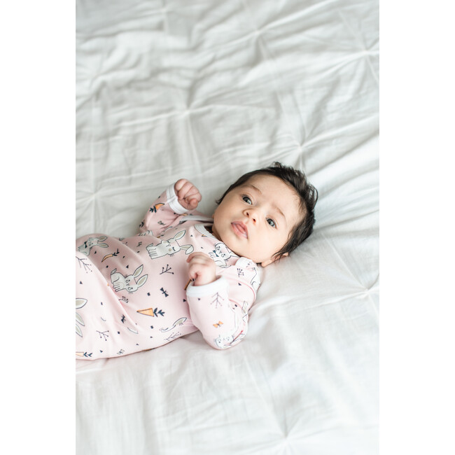 Infant Bamboo Knotted Gown, Pink Bunnies - Rompers - 2