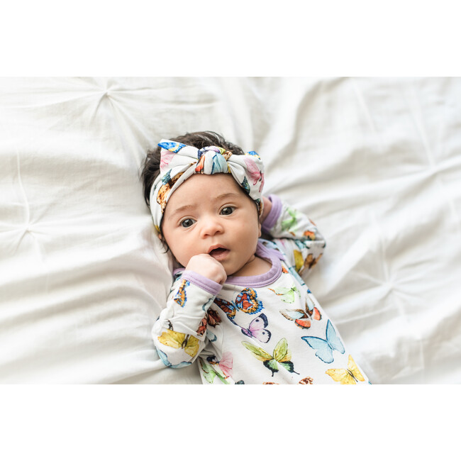 Infant Bamboo Knotted Gown, Butterflies - Rompers - 3