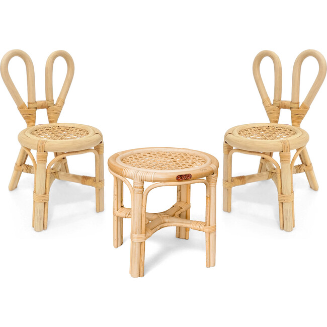 Set of Mini Bunny Chairs and Mini Table for Dolls
