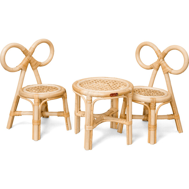 Set of Mini Bow Chairs and Mini Table for Dolls