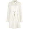 Women's Long Sleeve White Cotton Button-Down Dress - Dresses - 1 - thumbnail